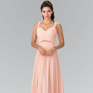 NEW FLOOR LENGTH SLEEVELESS A-LINE DRESS MADE OF CHIFFON WITH ZIPPER BACK GL2366